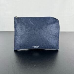 Shinola Detroit Blue Felt Zip Travel Pouch Kit